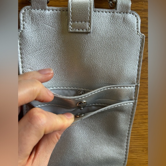 WHBM metallic silver crossbody & clutch phone bag - Picture 8 of 11
